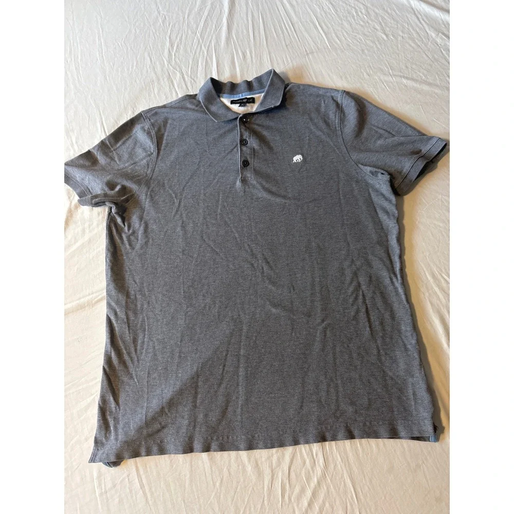 Banana Republic Polo Shirt Mens XL Gray  Elephant Logo Pique Knit